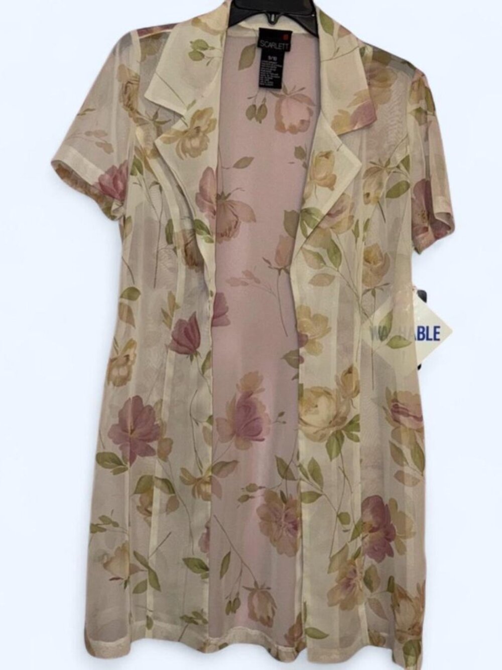 Scarlett Floral Sheer Jacket in Cream and Green